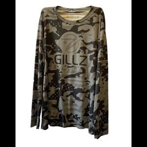 Gillz Men’s Fishing Shirt Long Sleeve Sz XL Camo Polyester Logo Casual Boating